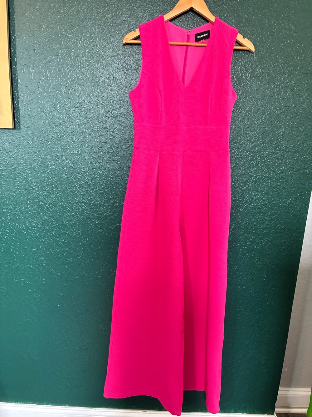 Sugarlips Hot Pink V-Neck Wide-Leg Jumpsuit size:S - Picture 2 of 12